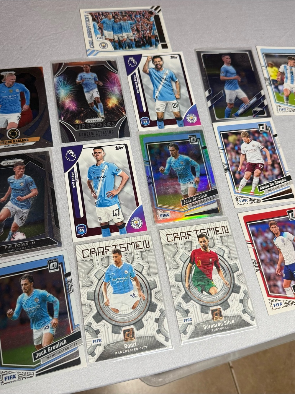 14 Man City Manchester Premier League soccer card lot Donruss Prizm Optic Erlin